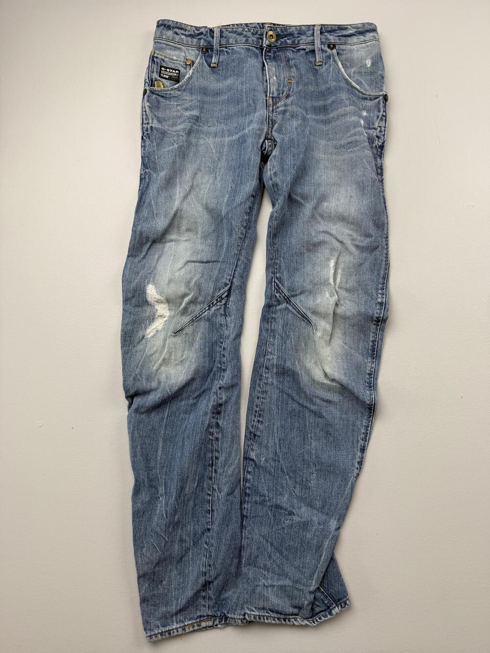 G-Star RAW Jeans Mens 29x32 Blue Light Wash Denim Relaxed Straight Distressed